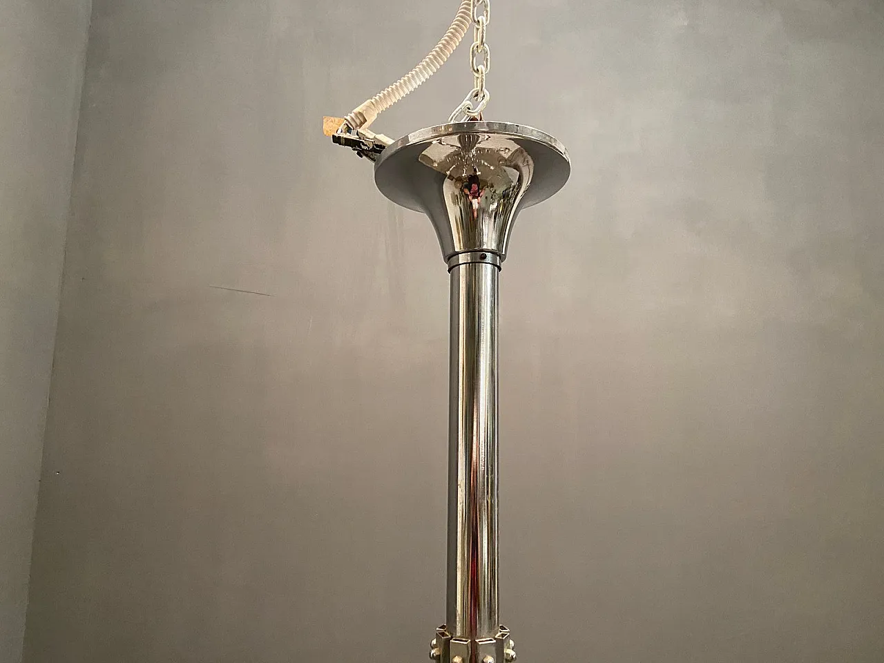 Lampadario Mid-Century in cristallo e metallo cromato di Gaetano Sciolari, anni '70 7