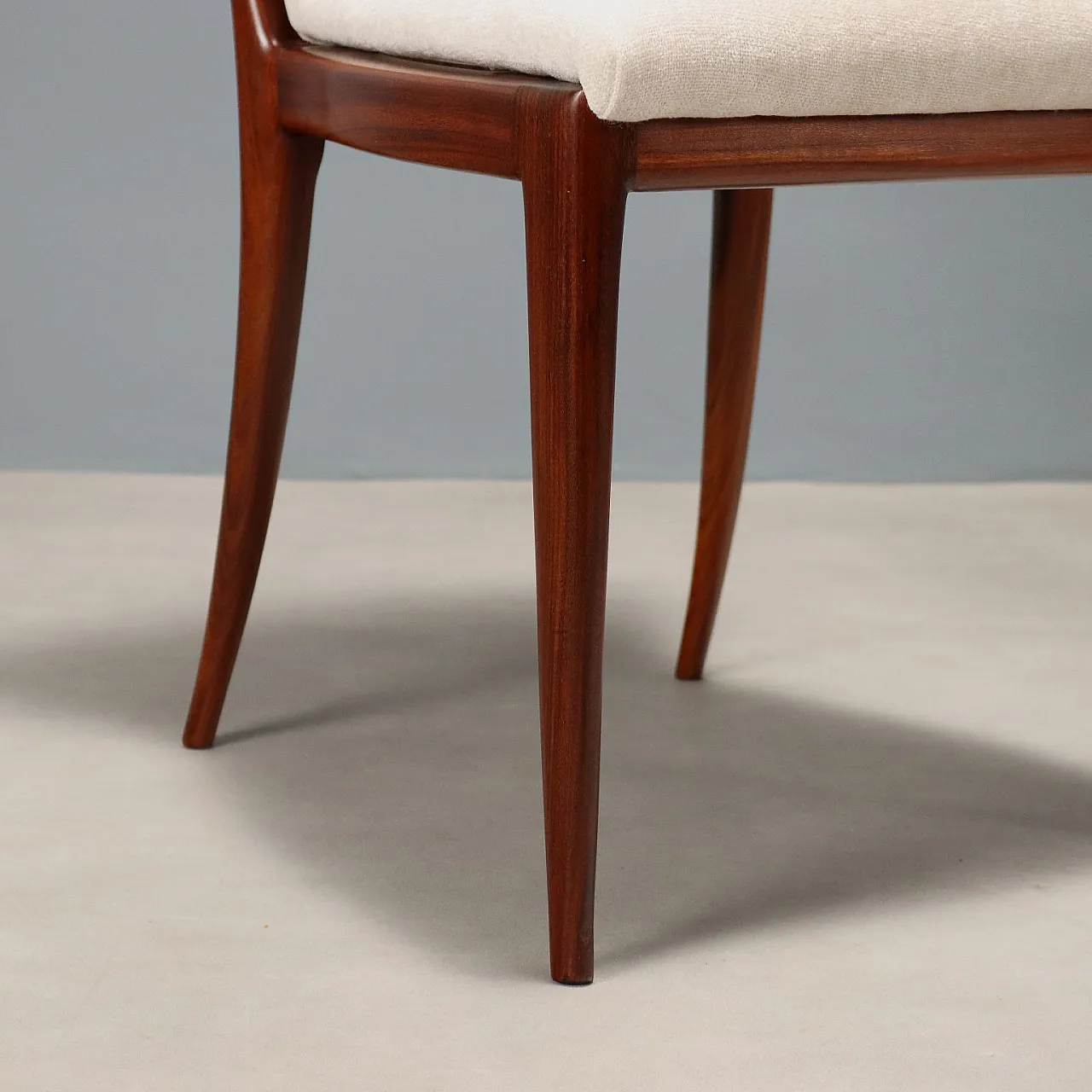 8 Sedie da pranzo in legno di faggio tinto e tessuto, '900 7