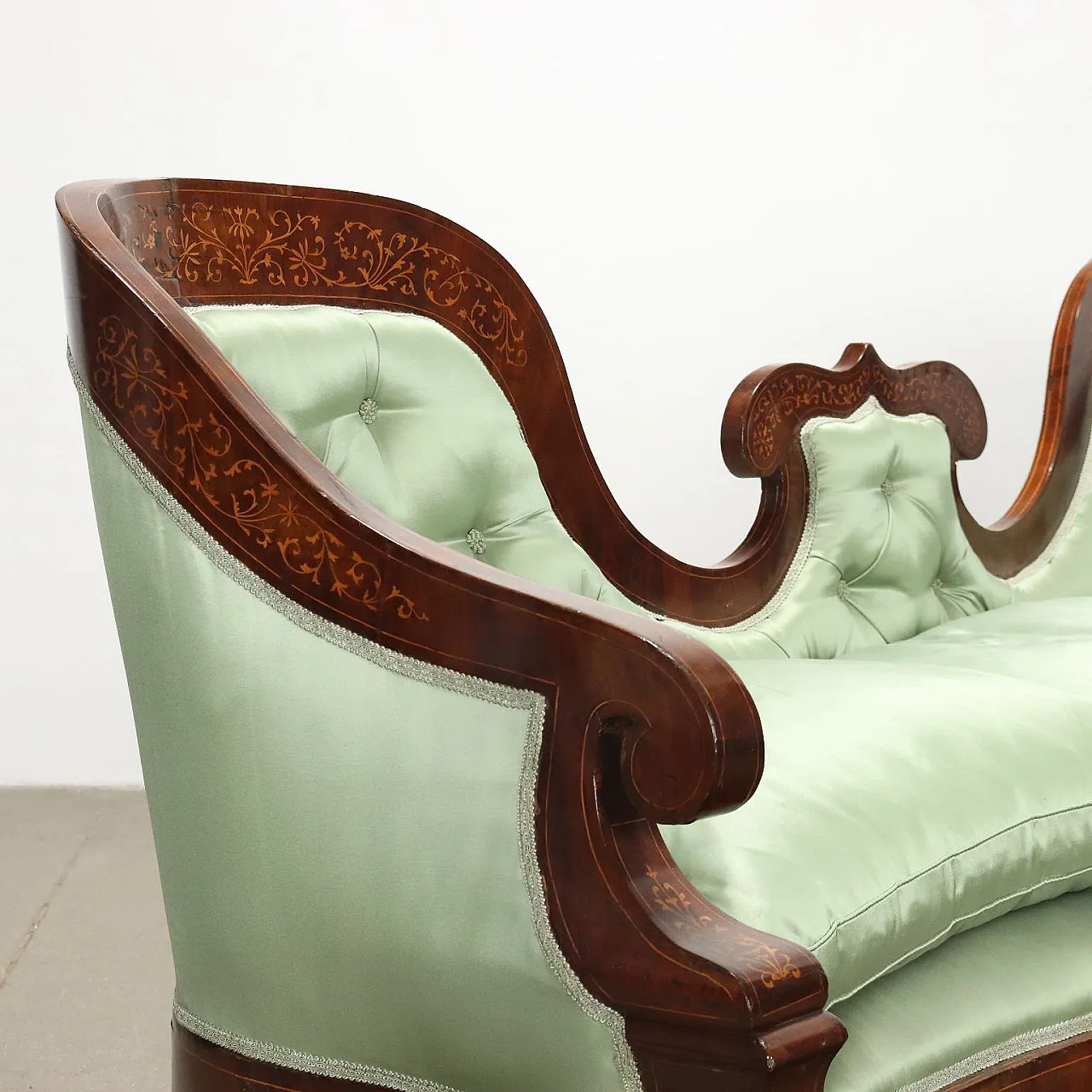 Grande divano in legno e tessuto, metà '800 3