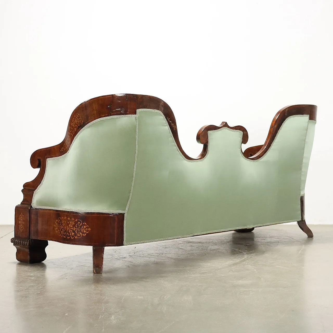Grande divano in legno e tessuto, metà '800 10