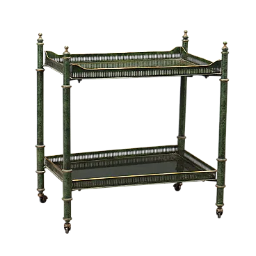 Carrello in ferro laccato a finto marmo, dipinto in oro, '900