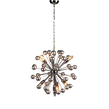 Lampada a sospensione in metallo e plastica cromata, '900