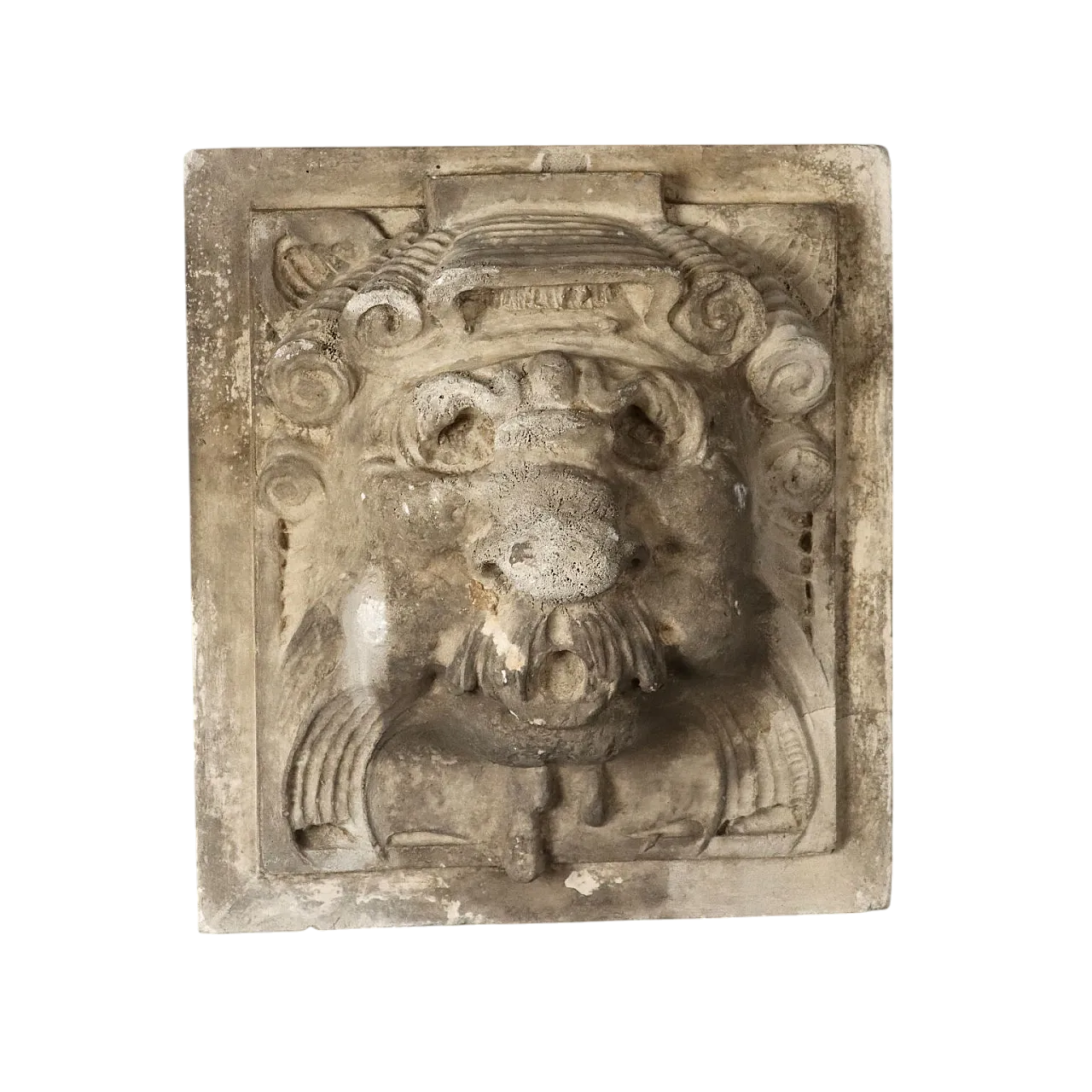 Plaster tile depicting a ferine mask, 19th century 9