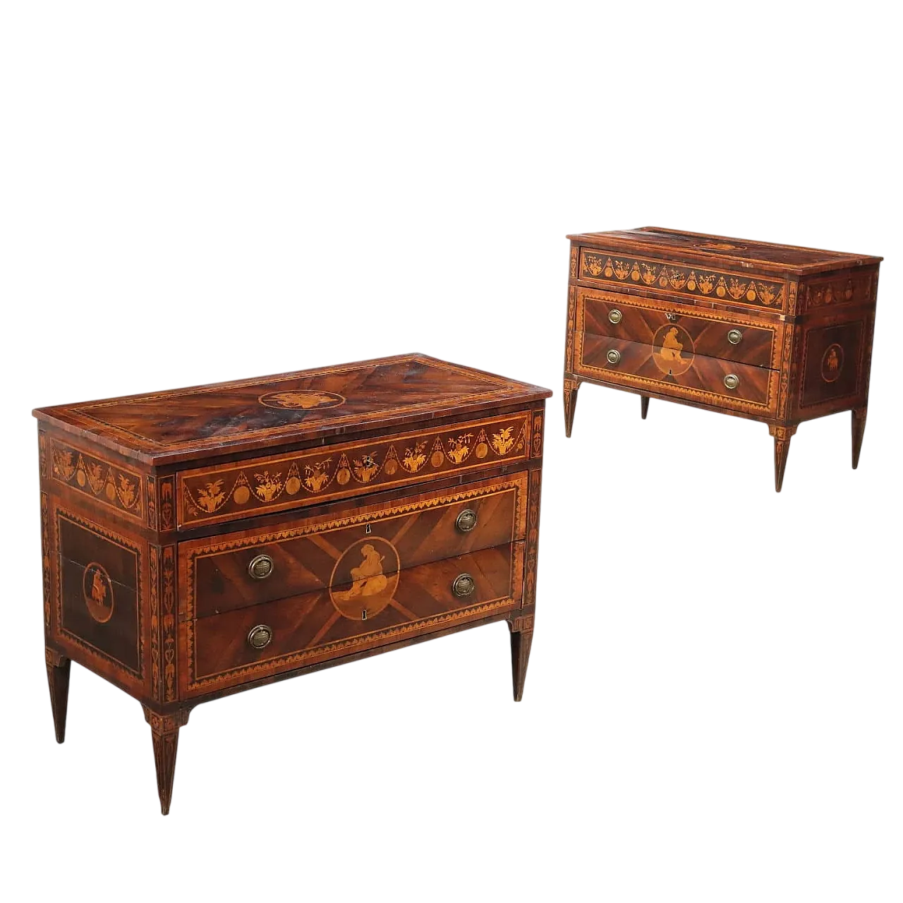 Coppia di cassettoni in noce e abete, '700 11