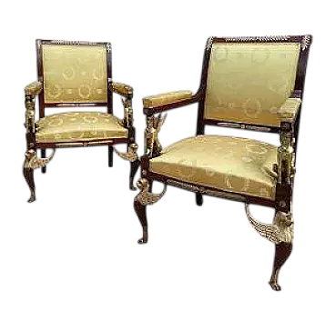 Pair of mahogany armchairs, late 19th century