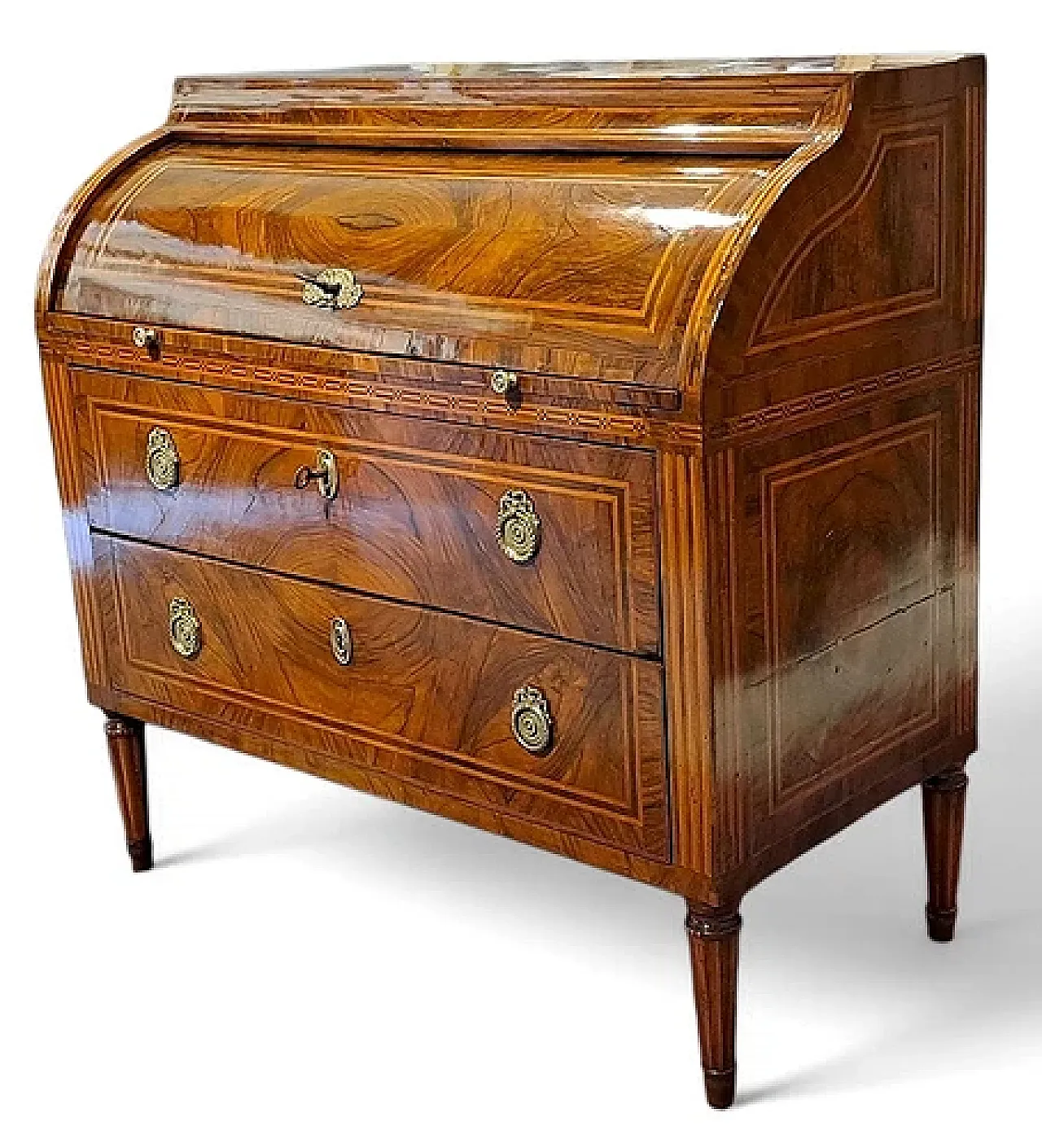 Secretaire a cilindro genovese in legno, fine '700 1