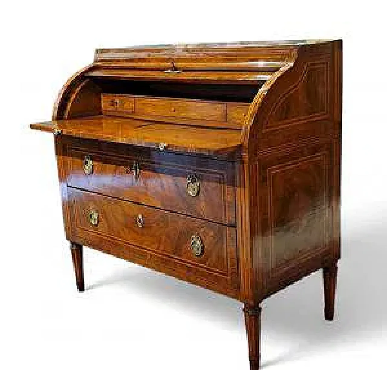 Secretaire a cilindro genovese in legno, fine '700 2
