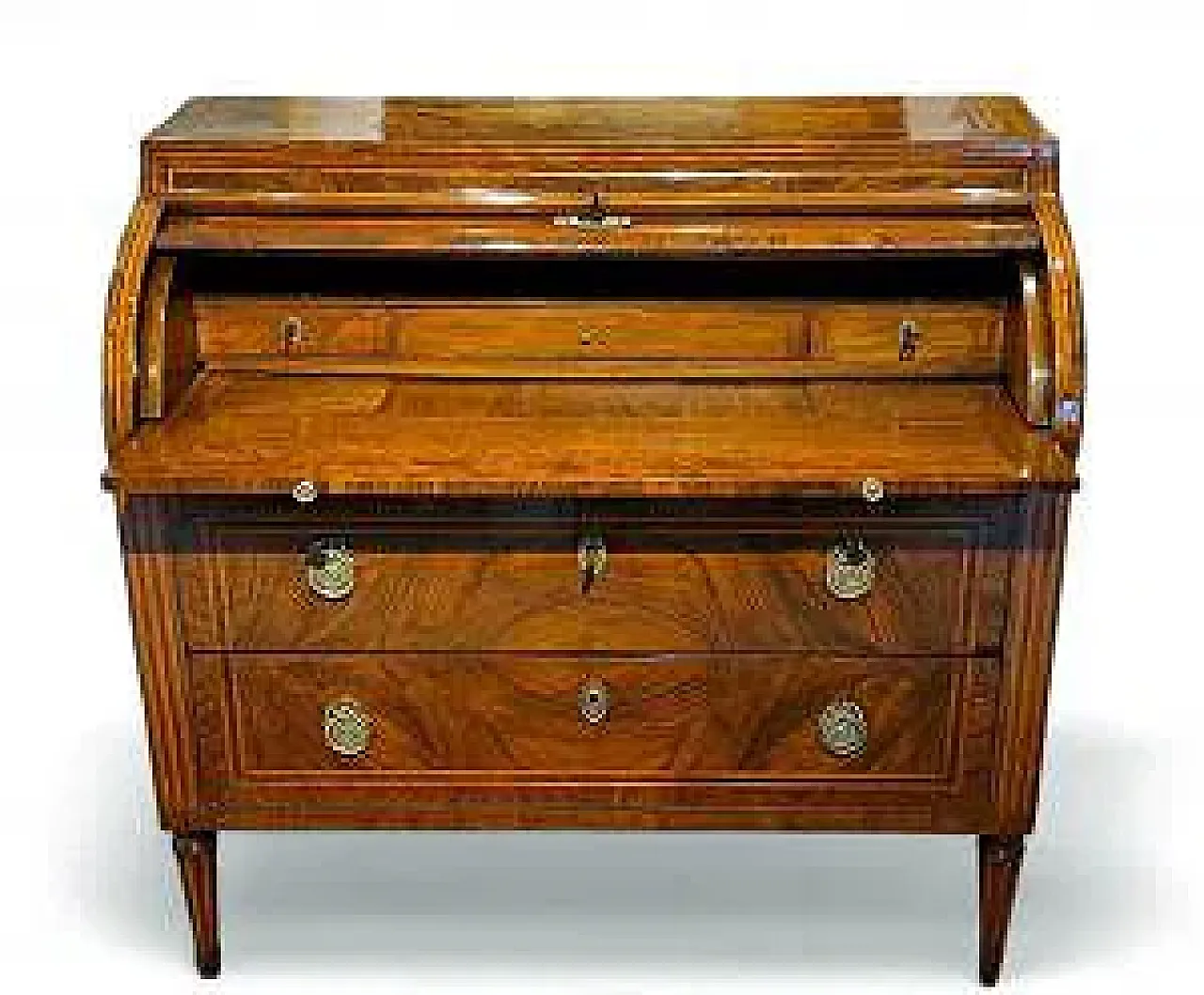 Secretaire a cilindro genovese in legno, fine '700 10