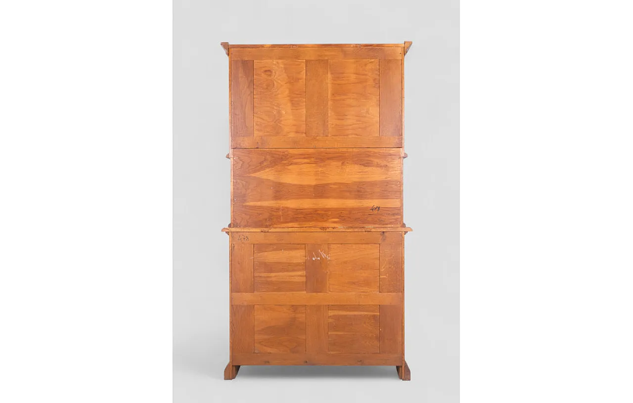 Credenza in legno massello con vetrina superiore e cassetti, '900 4