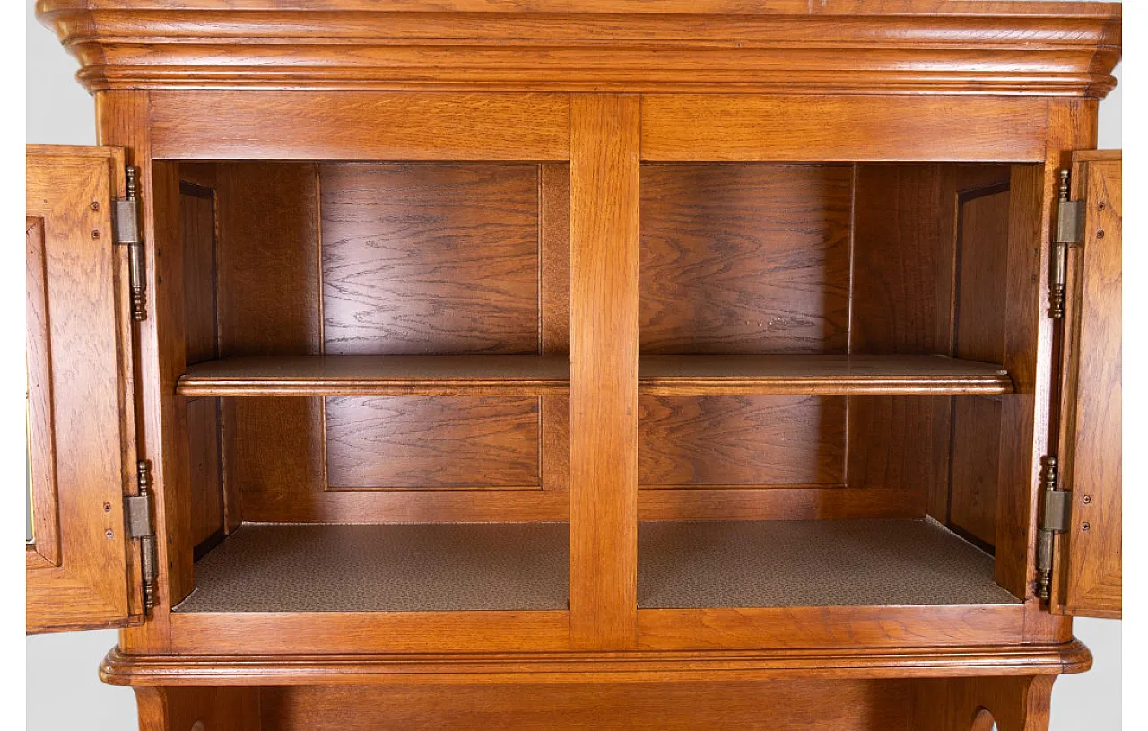 Credenza in legno massello con vetrina superiore e cassetti, '900 6