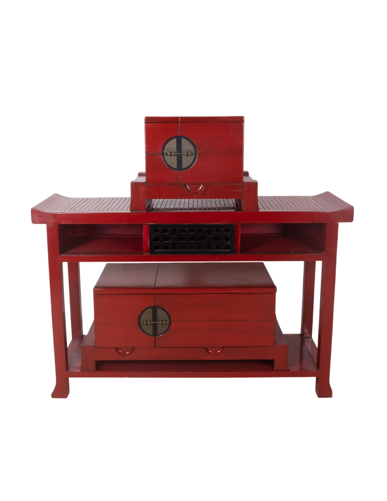 Credenza in legno laccato con cassetti e vani contenitore, '900 9