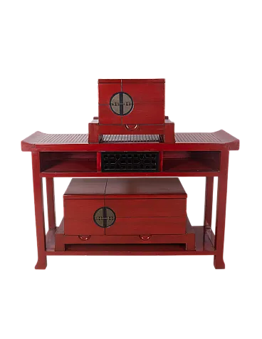 Credenza in legno laccato con cassetti e vani contenitore, '900