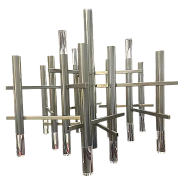 Lampadario in metallo e plexiglass di Gaetano Sciolari, anni '70