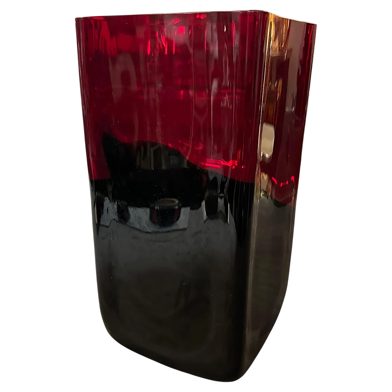 Modern red and black Murano glass vase by Carlo Moretti, 1980s 15