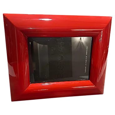 Red lacquered wood picture frame by Bussolari, 1990s