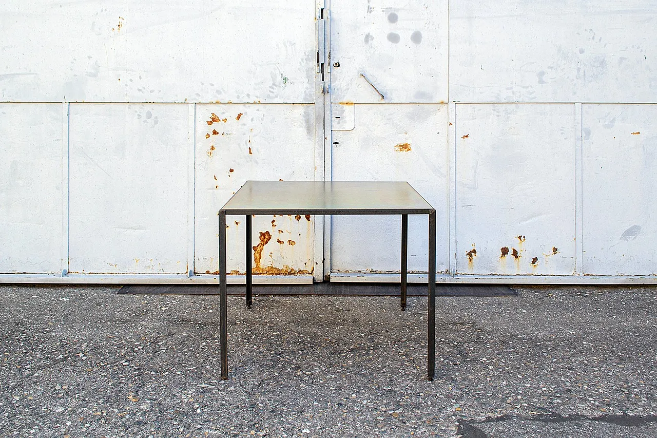 Iron and galvanized sheet metal table by Toni Cordero, 1980s 1