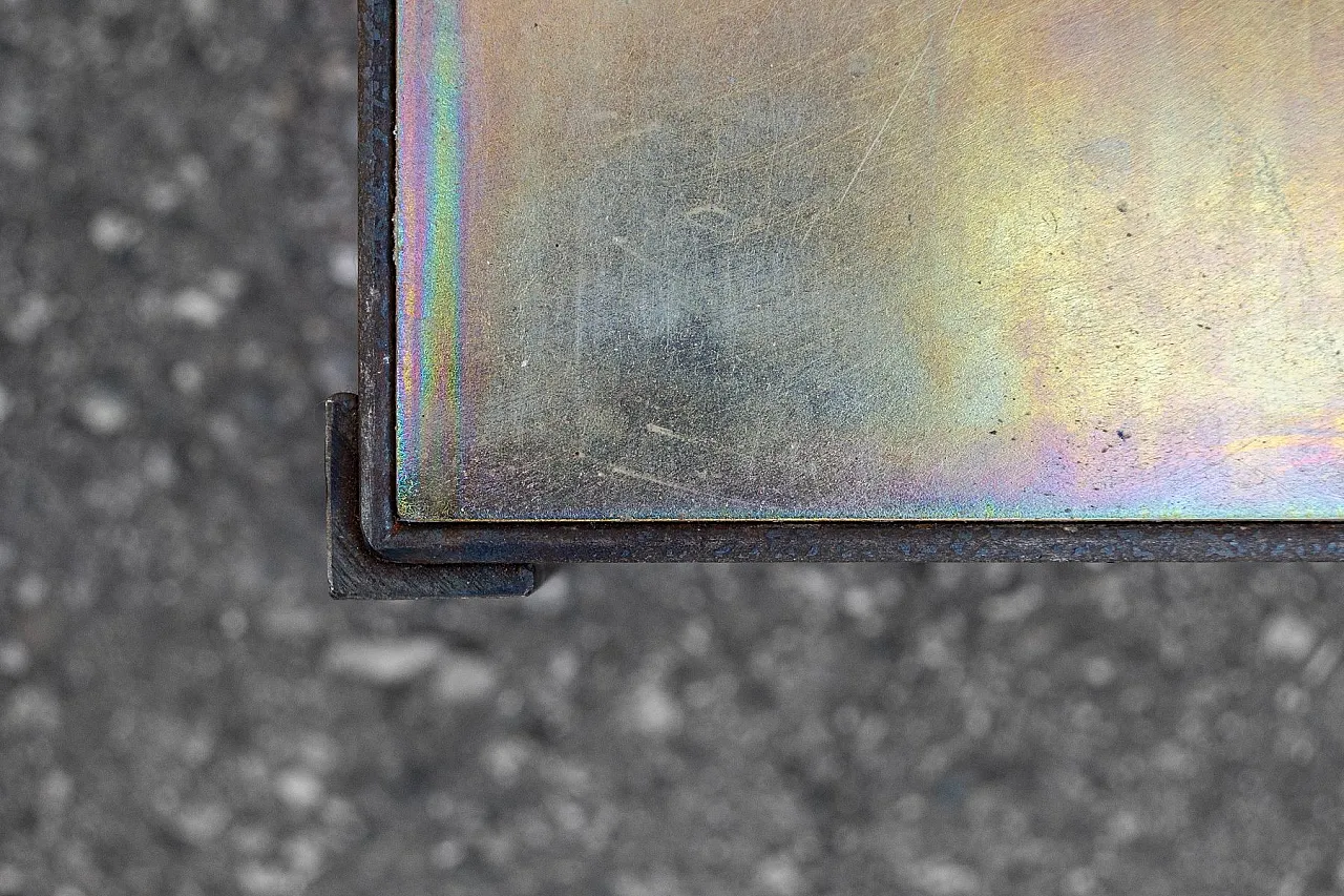 Iron and galvanized sheet metal table by Toni Cordero, 1980s 3