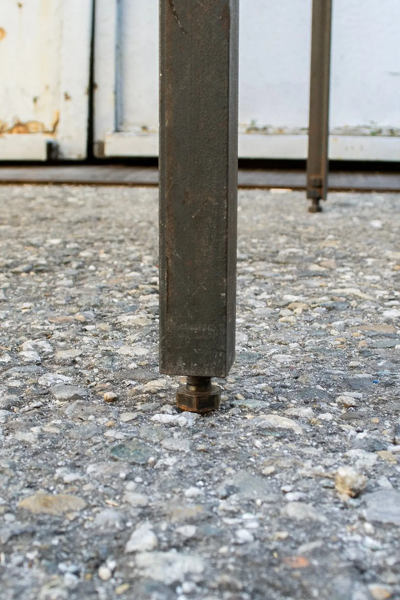 Iron and galvanized sheet metal table by Toni Cordero, 1980s 4