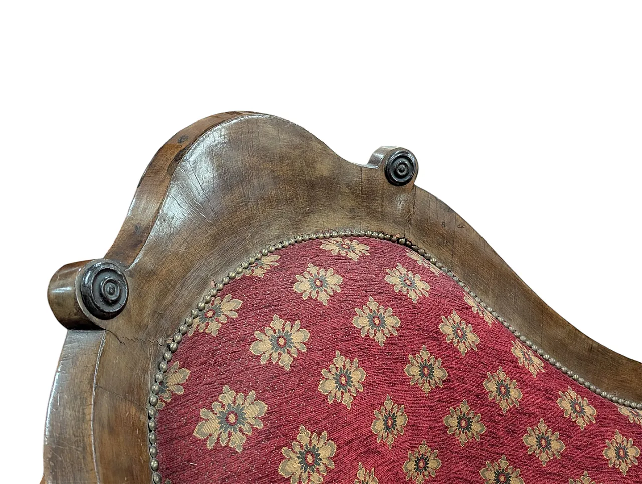 Divano in noce e tessuto rosso 3 posti, stile Neoclassico, '800 3