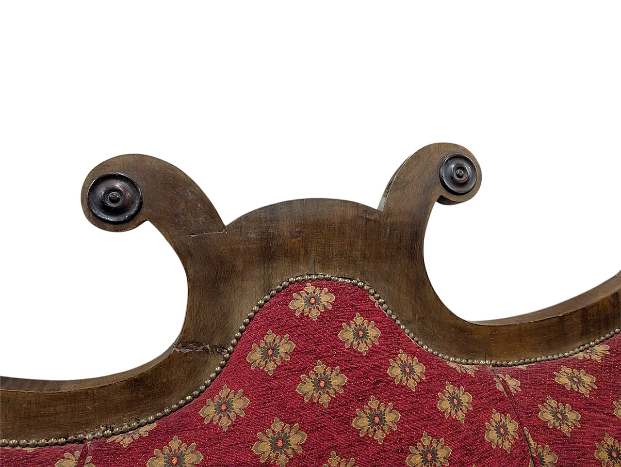 Divano in noce e tessuto rosso 3 posti, stile Neoclassico, '800 4