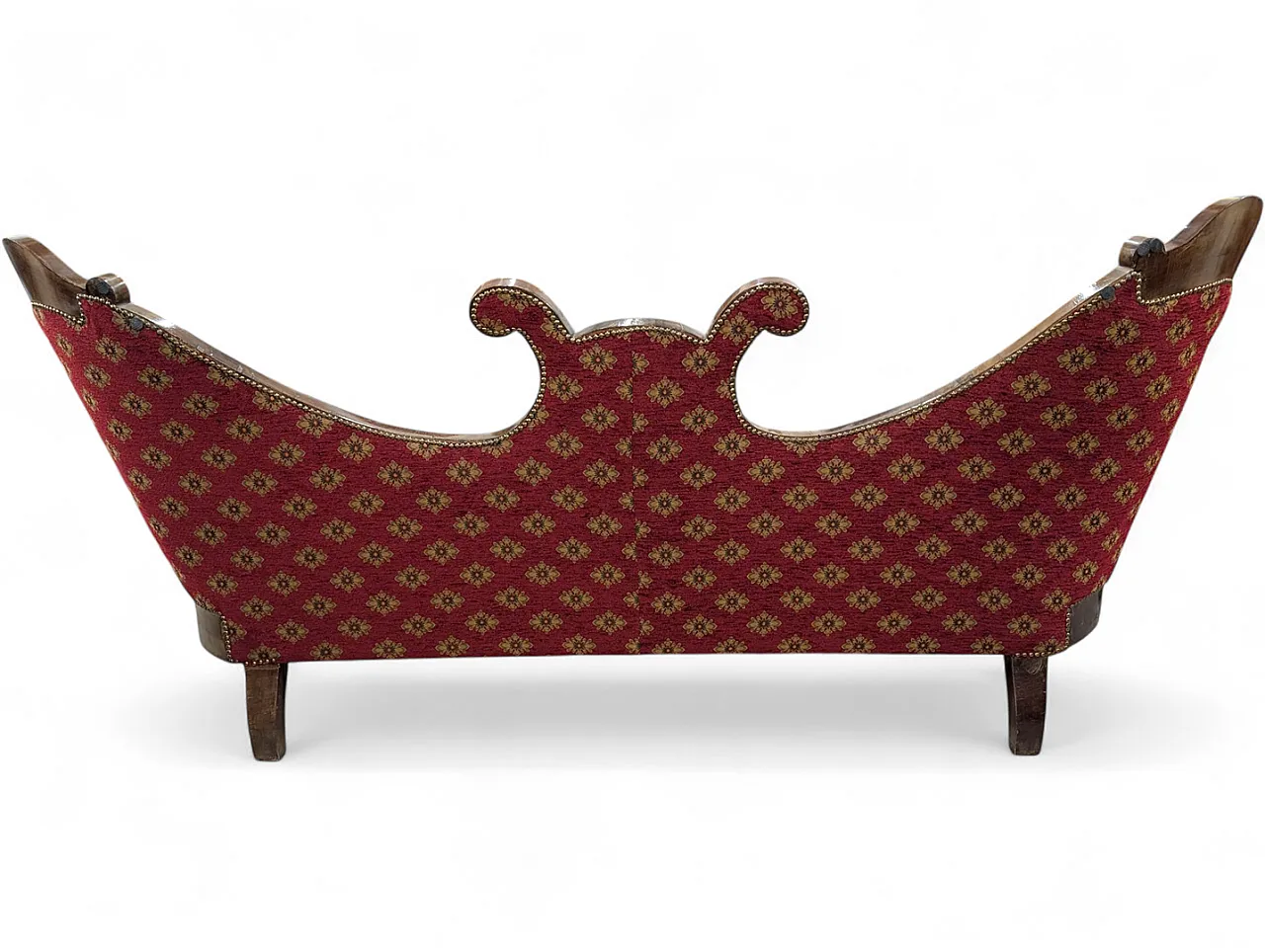 Divano in noce e tessuto rosso 3 posti, stile Neoclassico, '800 5