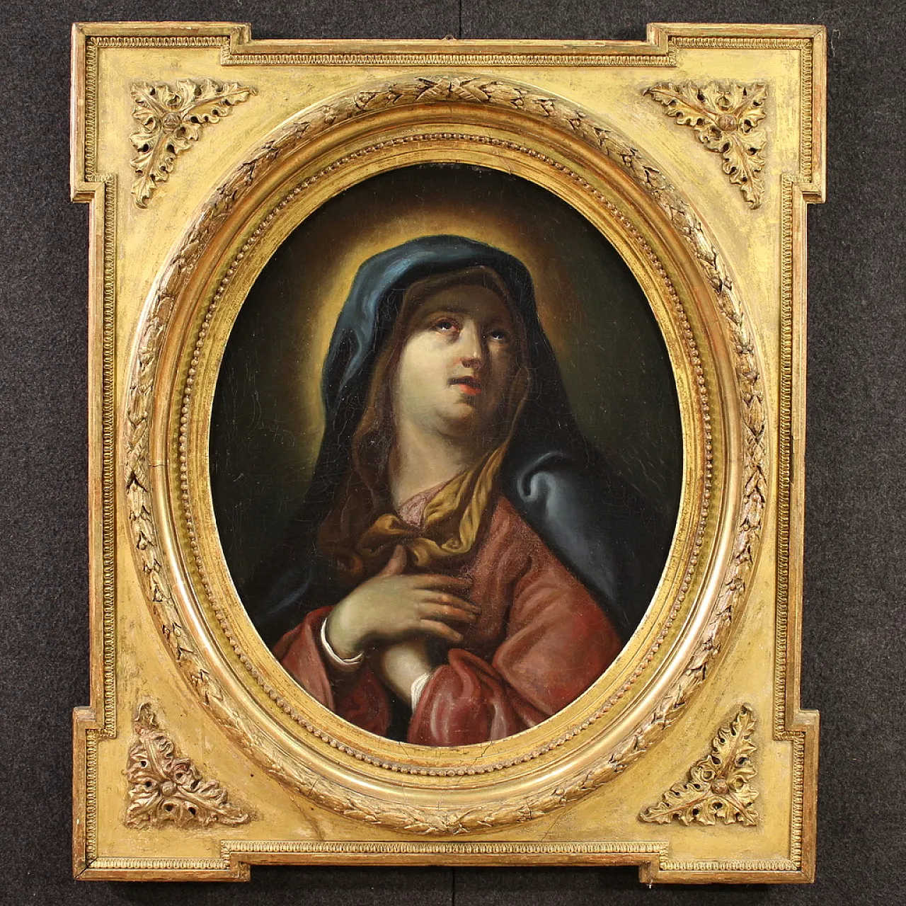 Ancient Italian painting, Virgin of Sorrows, 17th century 1