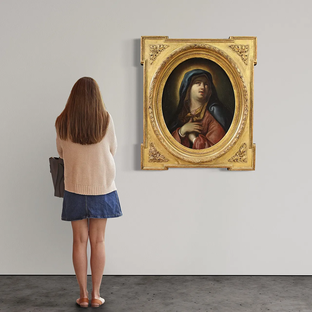 Ancient Italian painting, Virgin of Sorrows, 17th century 2