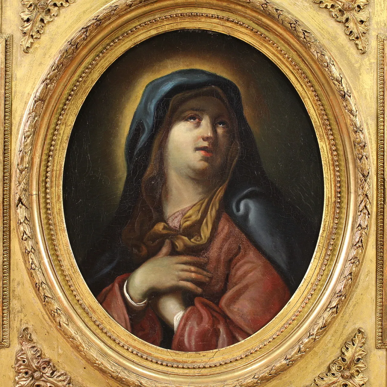 Ancient Italian painting, Virgin of Sorrows, 17th century 3