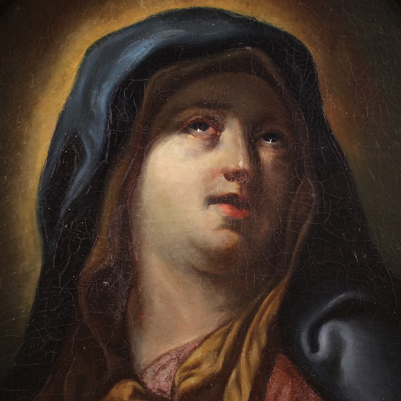 Ancient Italian painting, Virgin of Sorrows, 17th century 5