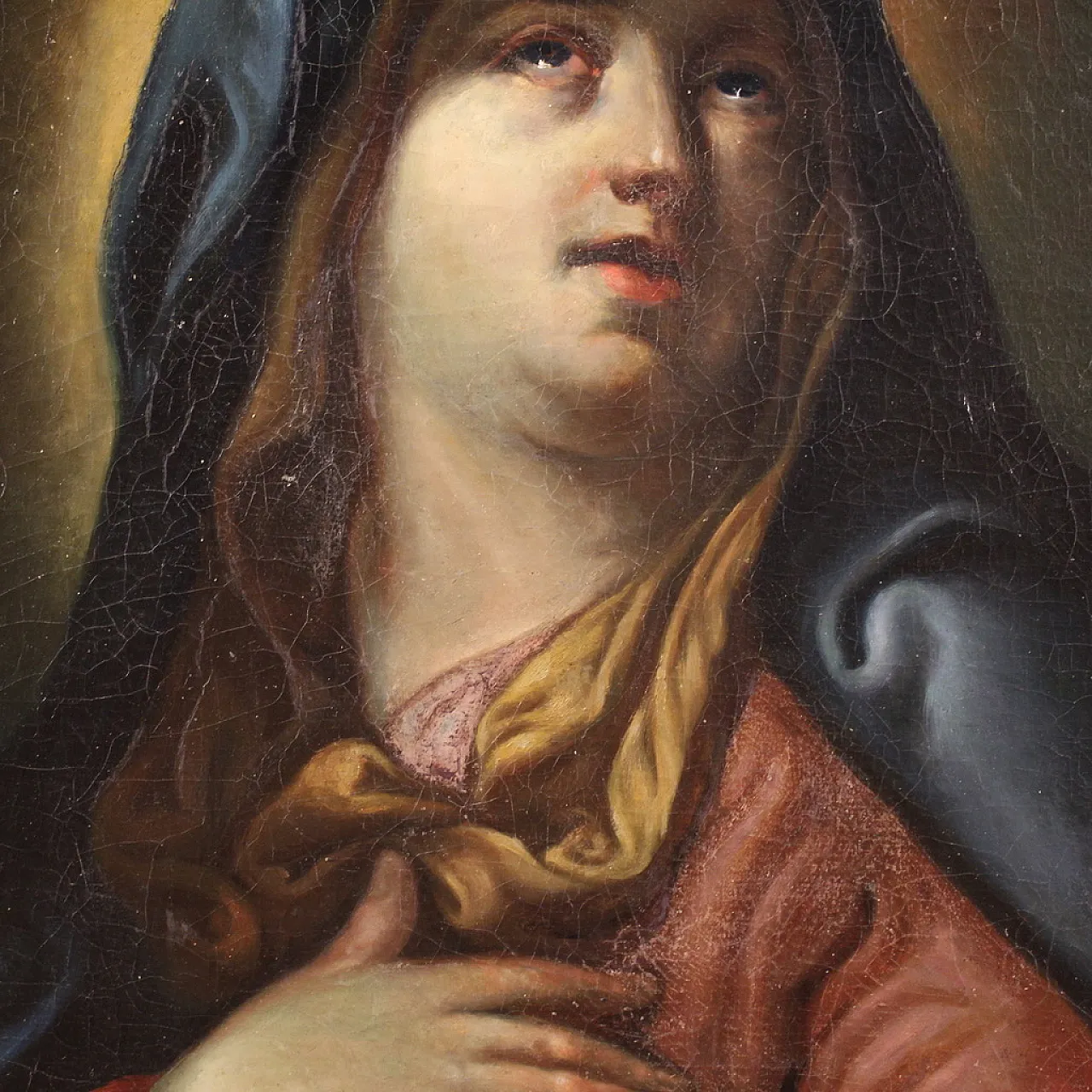 Ancient Italian painting, Virgin of Sorrows, 17th century 7