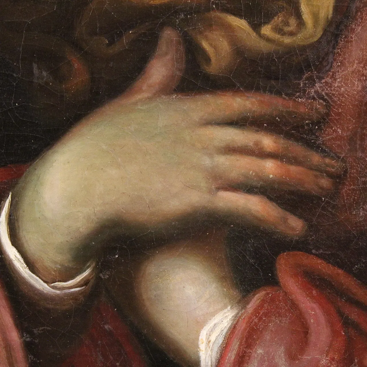 Ancient Italian painting, Virgin of Sorrows, 17th century 12