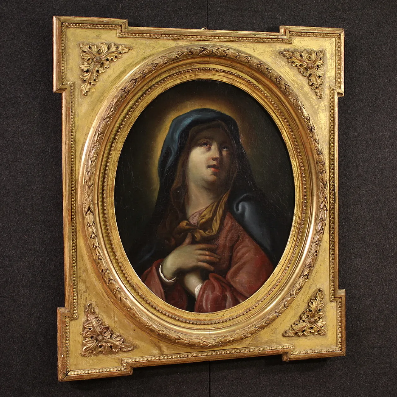 Ancient Italian painting, Virgin of Sorrows, 17th century 15