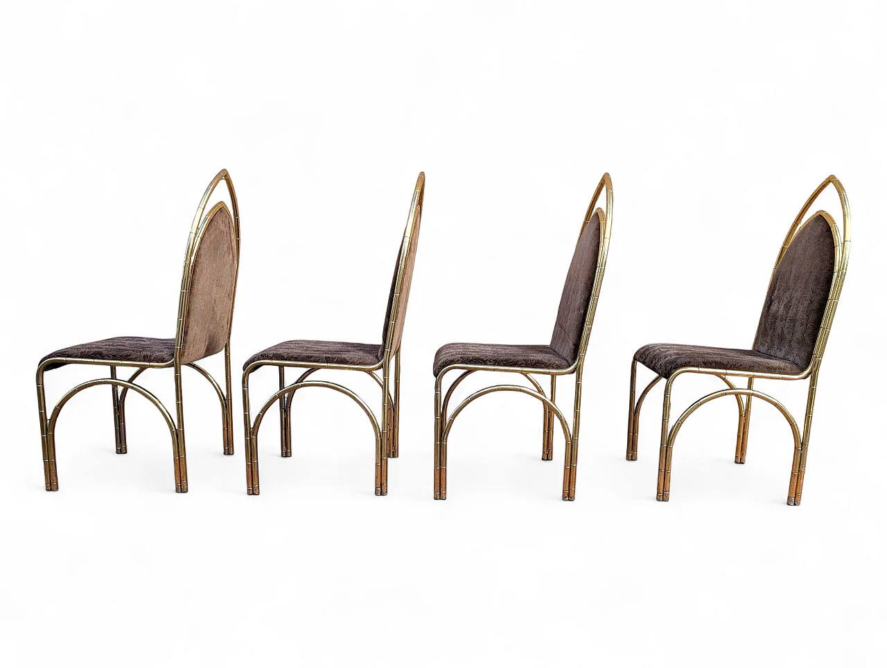 4 Italian gilt brass dining chairs, 1970s 6