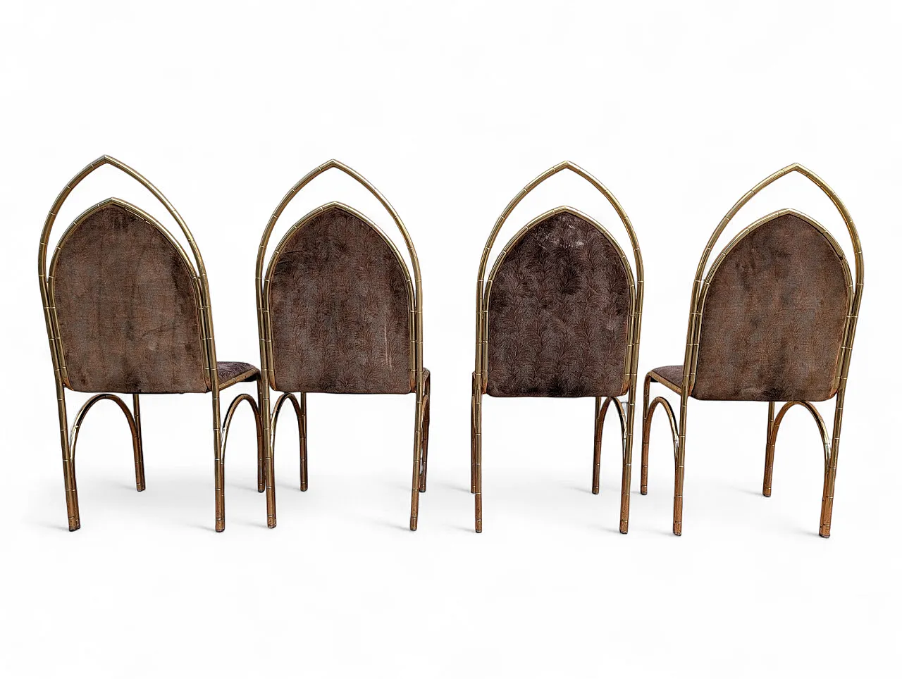 4 Italian gilt brass dining chairs, 1970s 8
