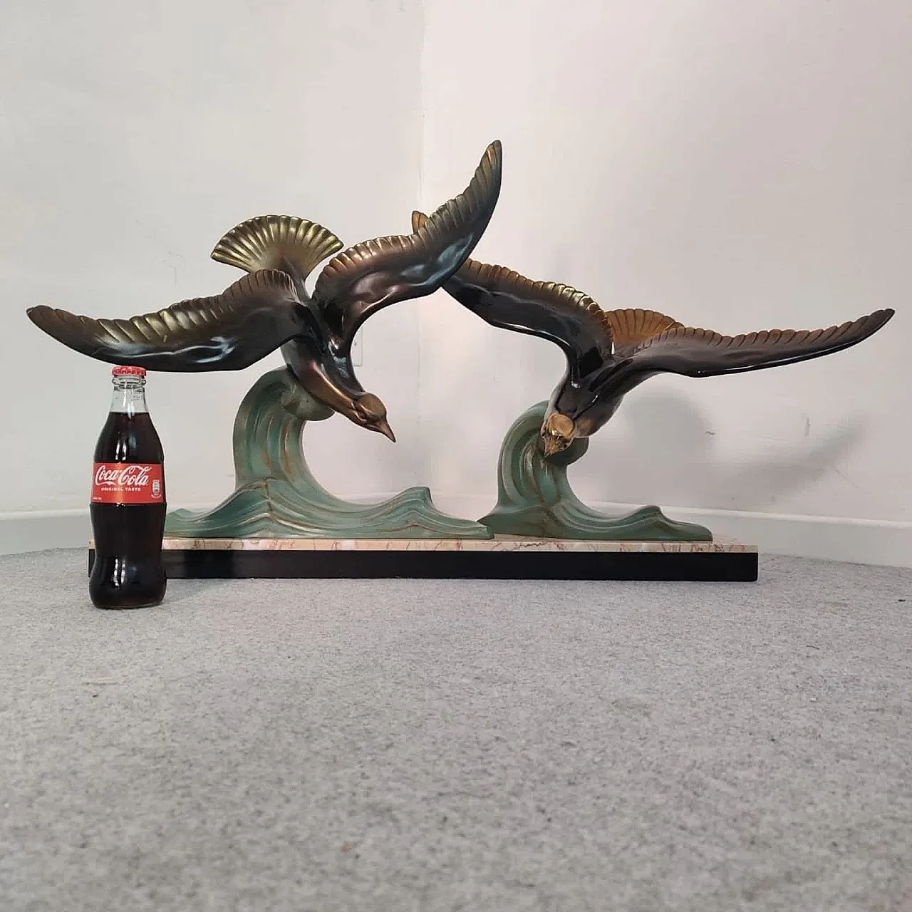 Marble and bronze sculpture depicting animals, France, Art Deco 30s 2
