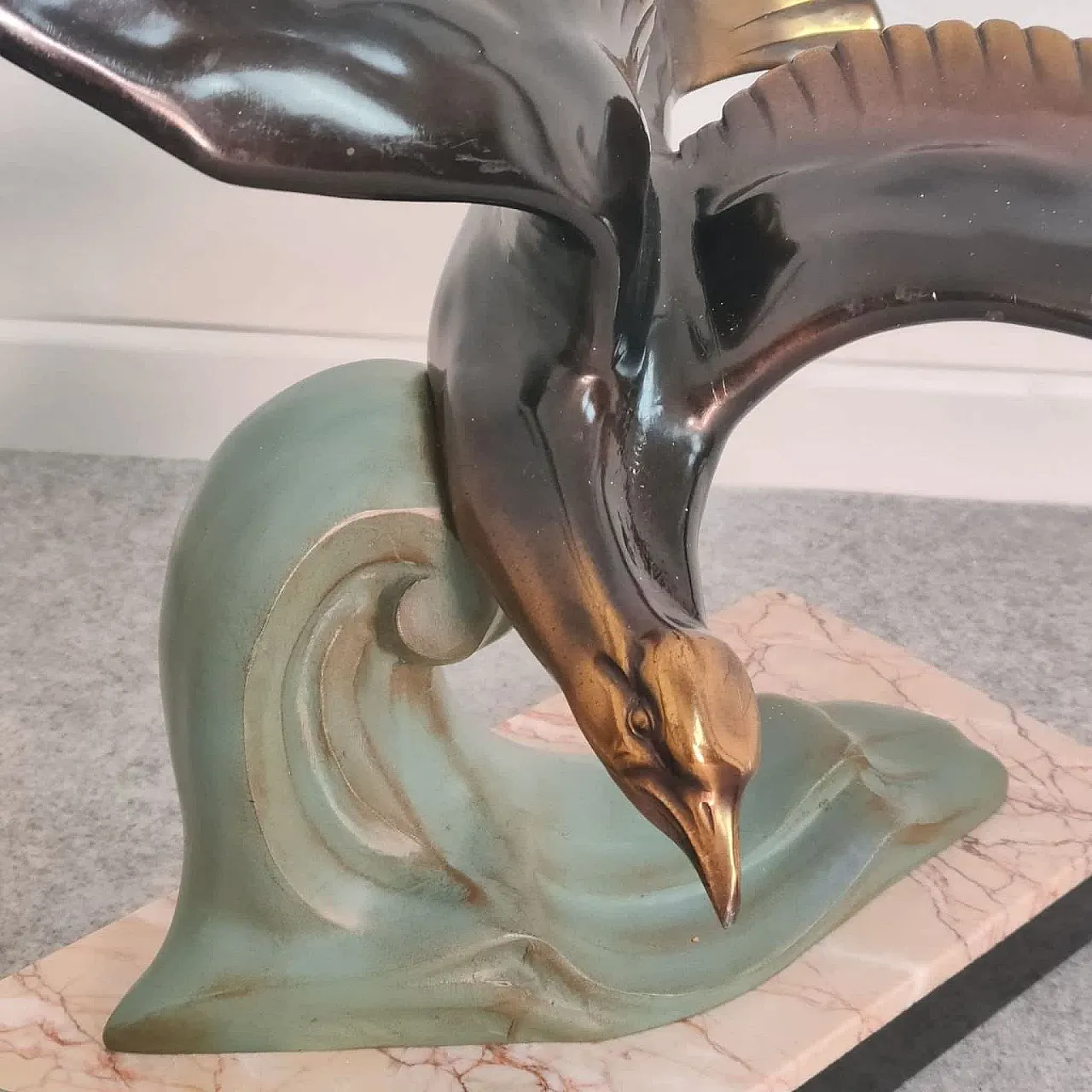 Marble and bronze sculpture depicting animals, France, Art Deco 30s 5