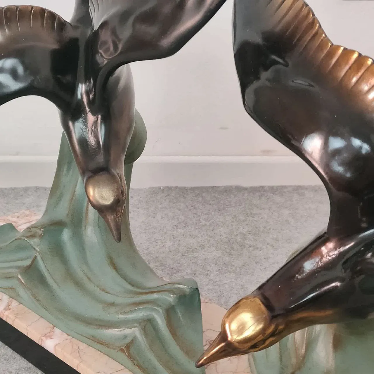 Marble and bronze sculpture depicting animals, France, Art Deco 30s 7