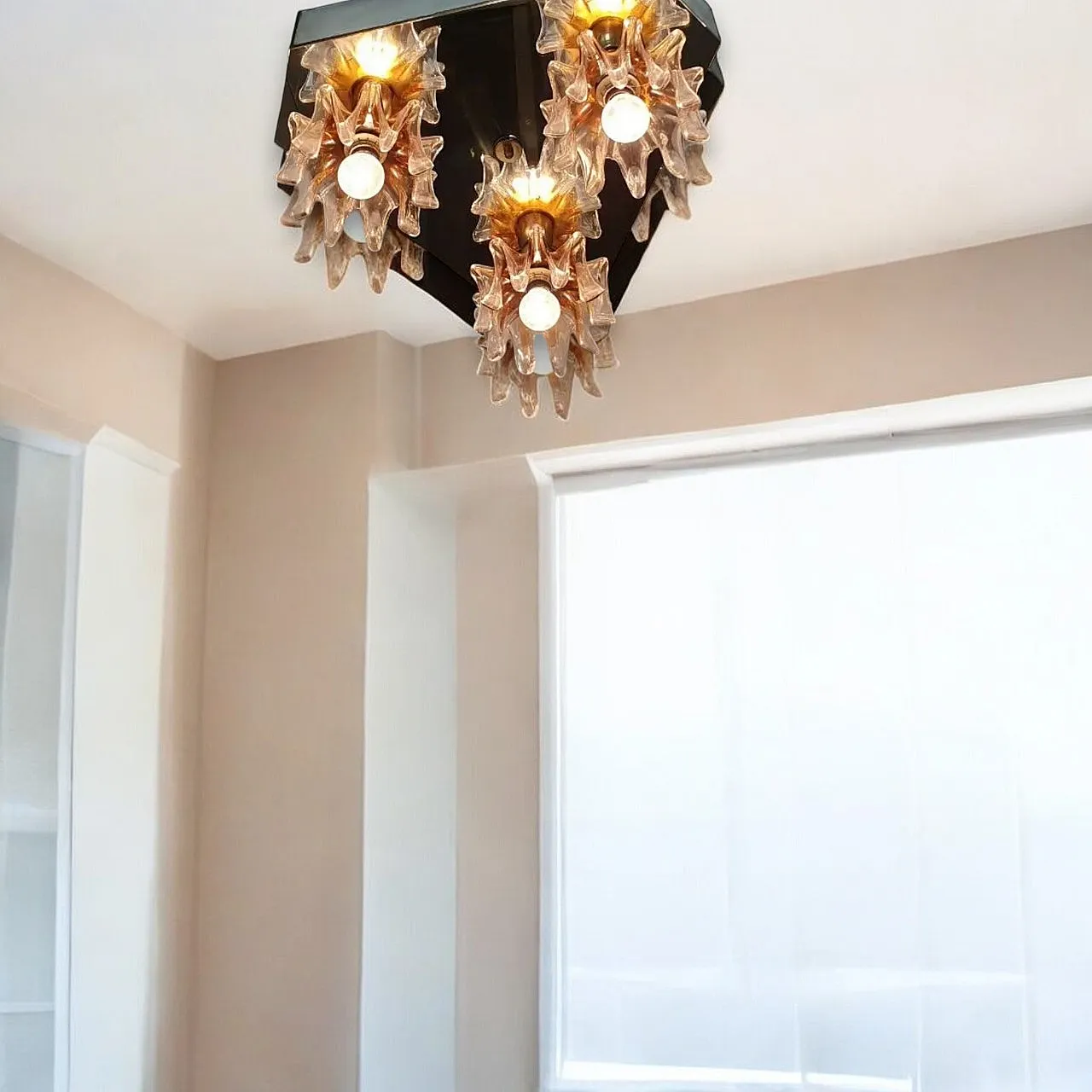 Plafoniera in vetro a specchio di Murano, anni '60 3