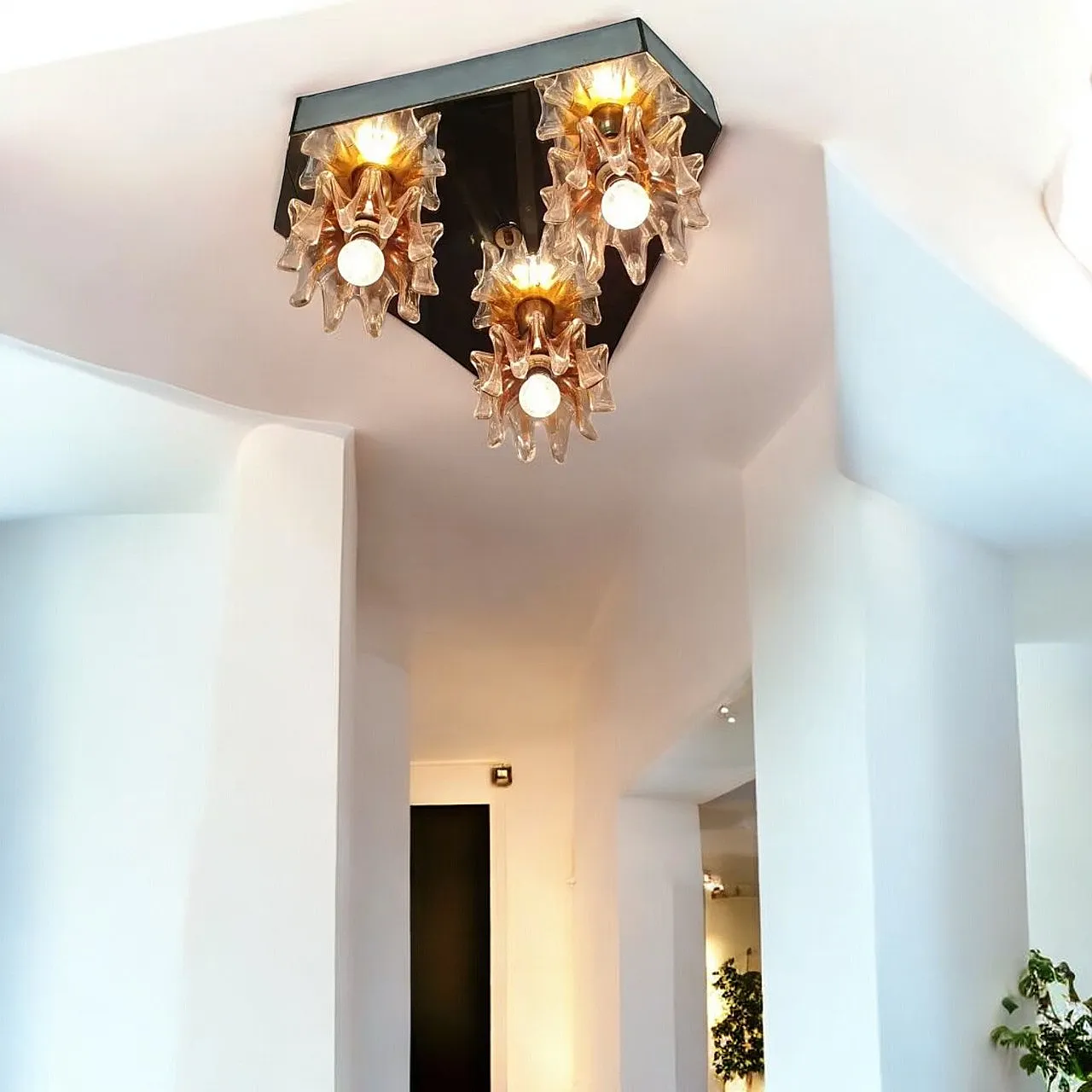 Plafoniera in vetro a specchio di Murano, anni '60 4