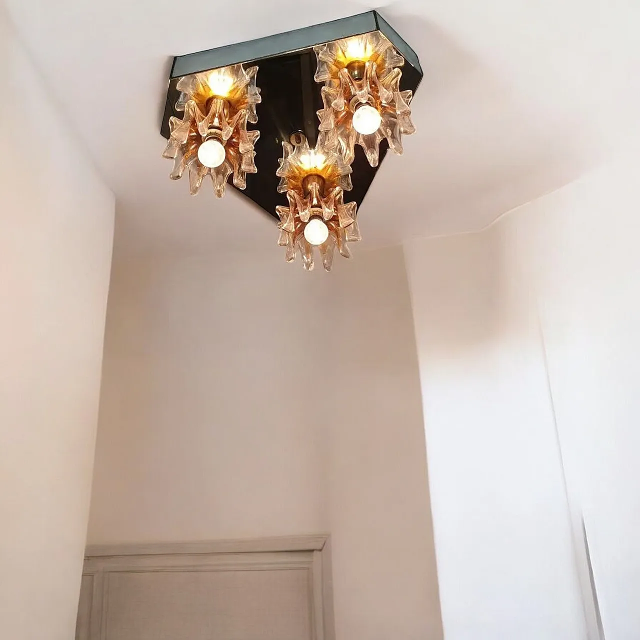 Plafoniera in vetro a specchio di Murano, anni '60 7