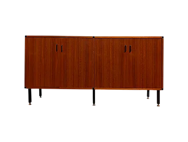 Teak wood cabinet with 4 doors, 1950s