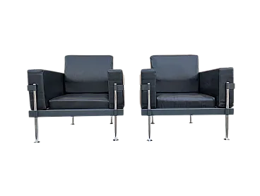 Coppia di poltrone stile Mid-Century in metallo cromato, anni 70