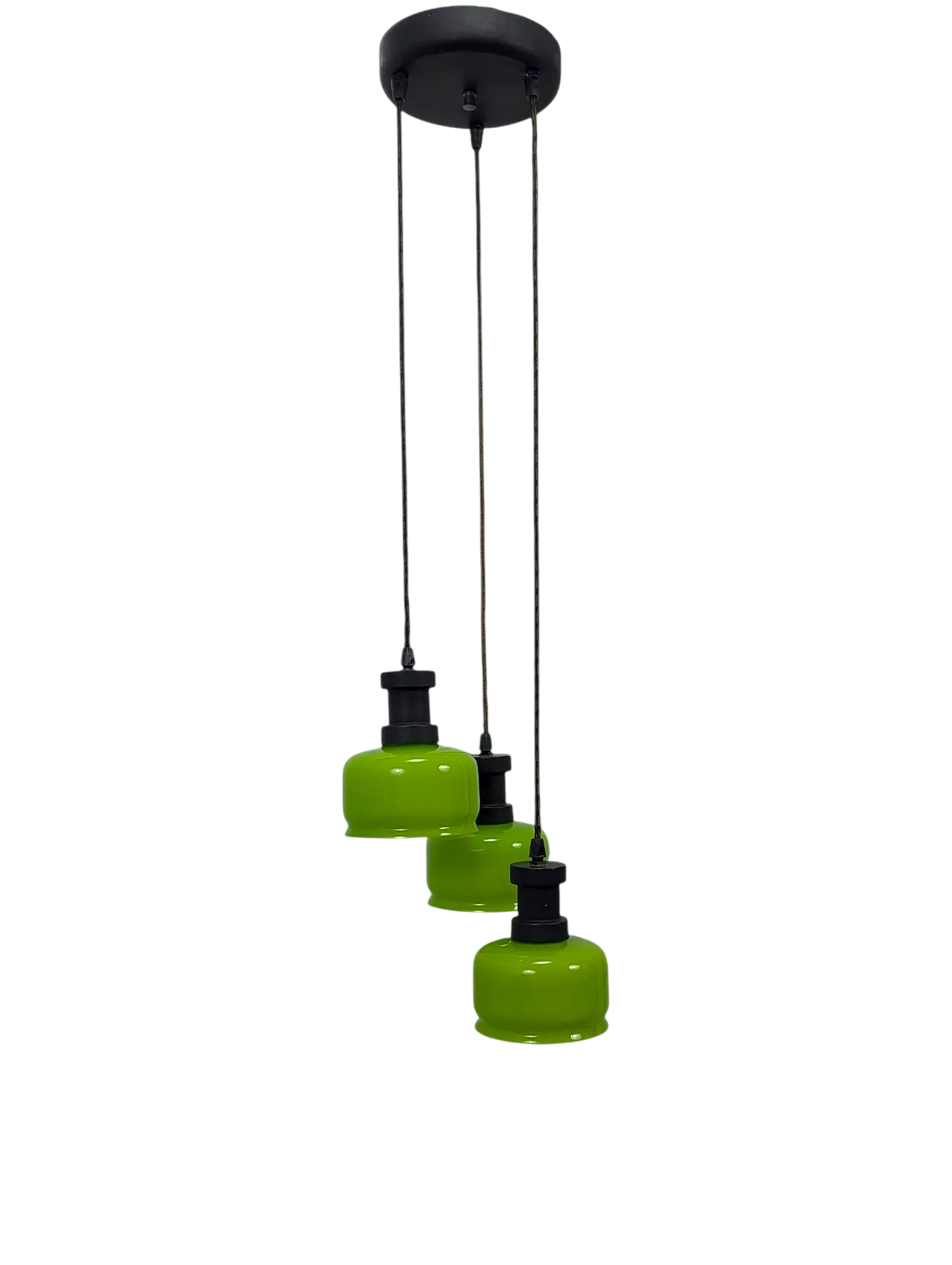 Suspension lamp with green cups from the 1960s 8