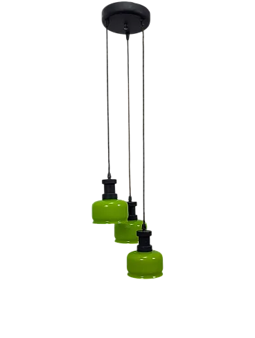 Suspension lamp with green cups from the 1960s