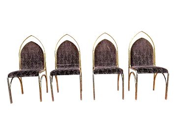 4 Italian gilt brass dining chairs, 1970s