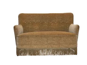Danish 2-seater sofa, light green velour, 1970s