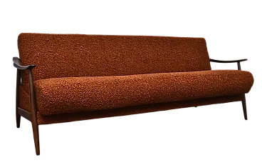 Scandinavian style folding sofa in brown  bouclé, 1960s