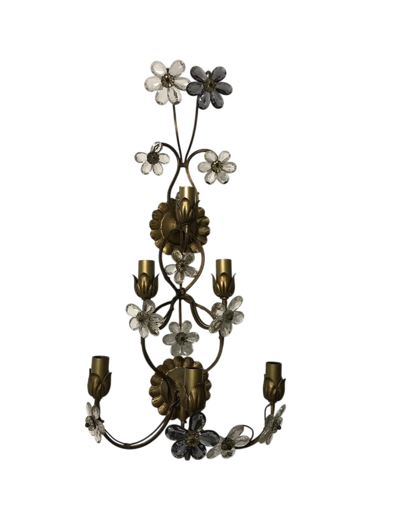 Wall lamp with Murano glass flowers, Italy, 70s 9