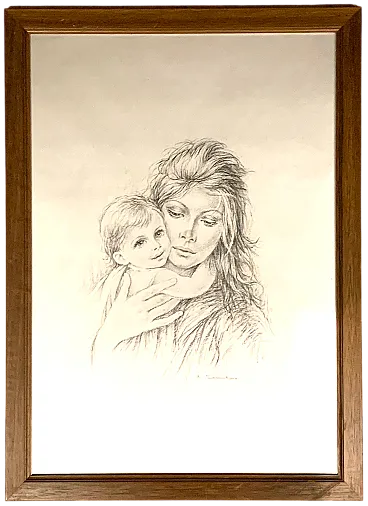 Giusepper Tarantino, litografia su pannello argentato, anni '70