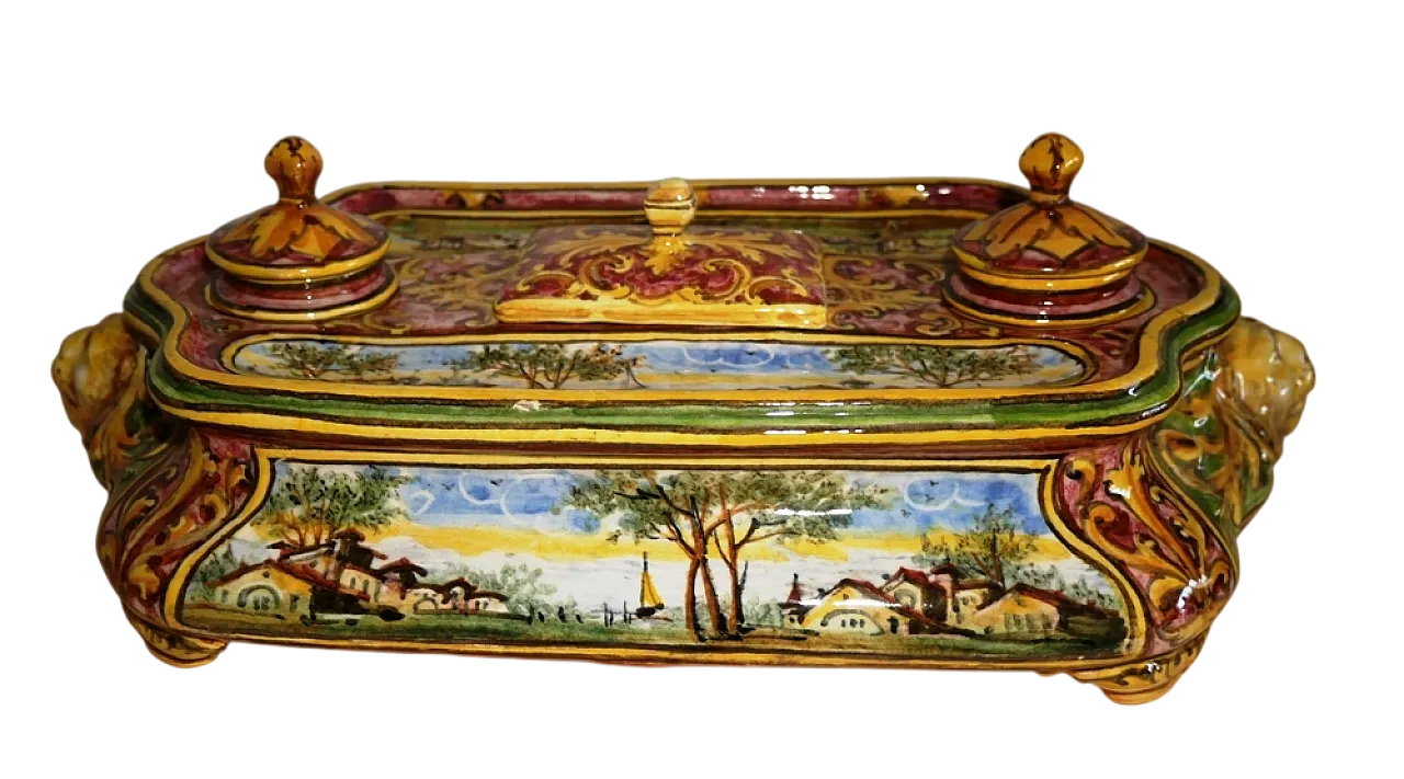 Calamaio in ceramic by Minghetti Bologna manufacture, 20s 11